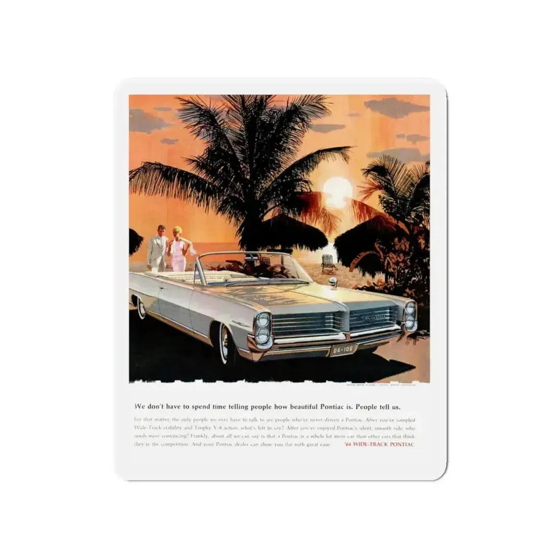 1964 Pontiac ad (Magazine Illustration) Refrigerator Magnet 4 Inch - The Sticker Space