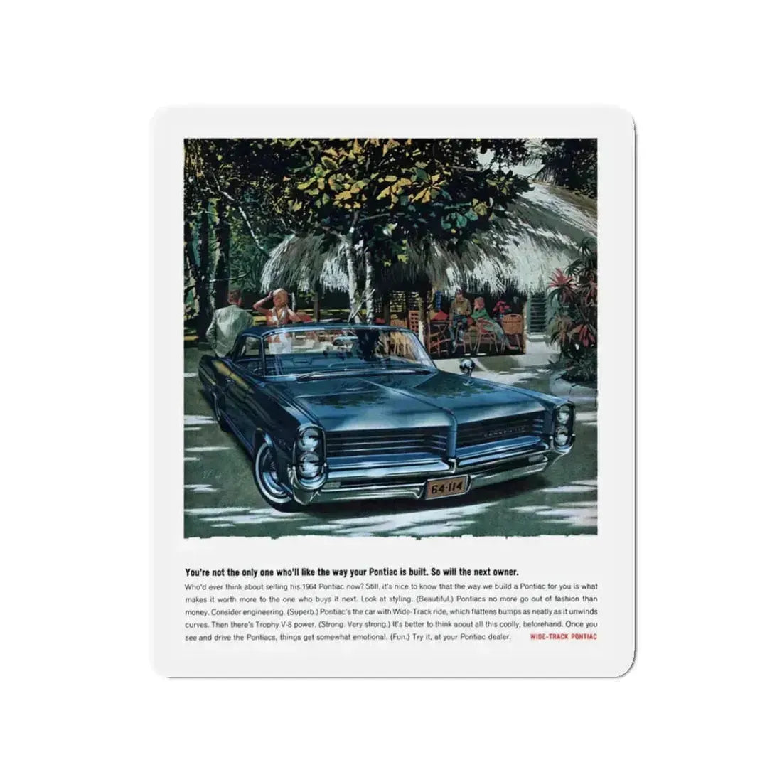 1964 Pontiac ad, This Week Magazine, May 16, 1964 (Magazine Illustration) Refrigerator Magnet 3 Inch - The Sticker Space