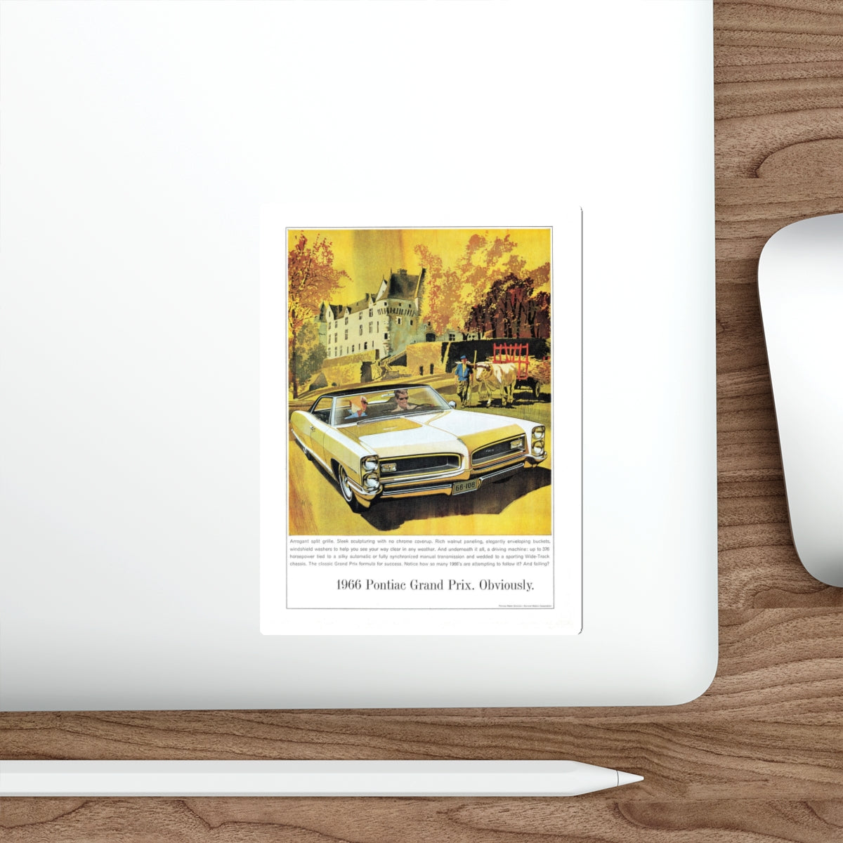 1966 Pontiac Grand Prix, Argosy magazine, February 1966 (Magazine Illustration) STICKER Vinyl Die-Cut Decal-The Sticker Space