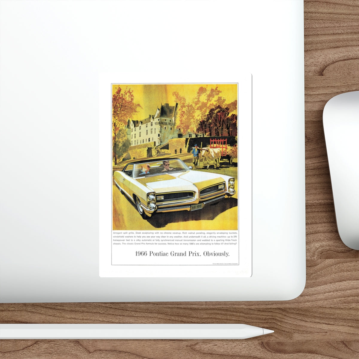 1966 Pontiac Grand Prix, Argosy magazine, February 1966 (Magazine Illustration) STICKER Vinyl Die-Cut Decal-The Sticker Space