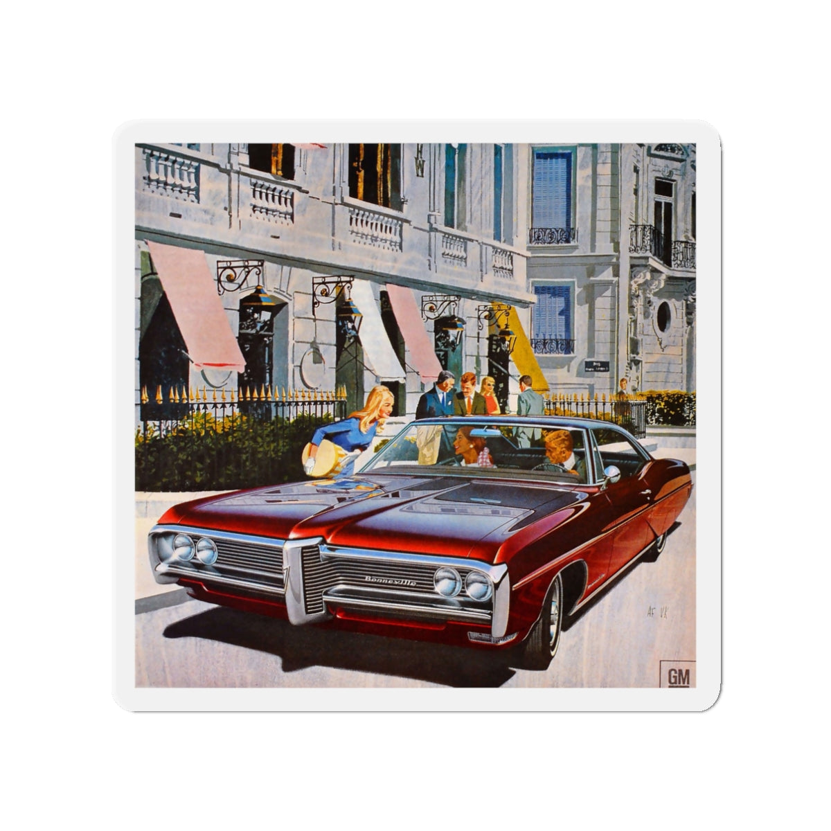 1967 Pontiac ad (Magazine Illustration) Refrigerator Magnet-3" x 3"-The Sticker Space