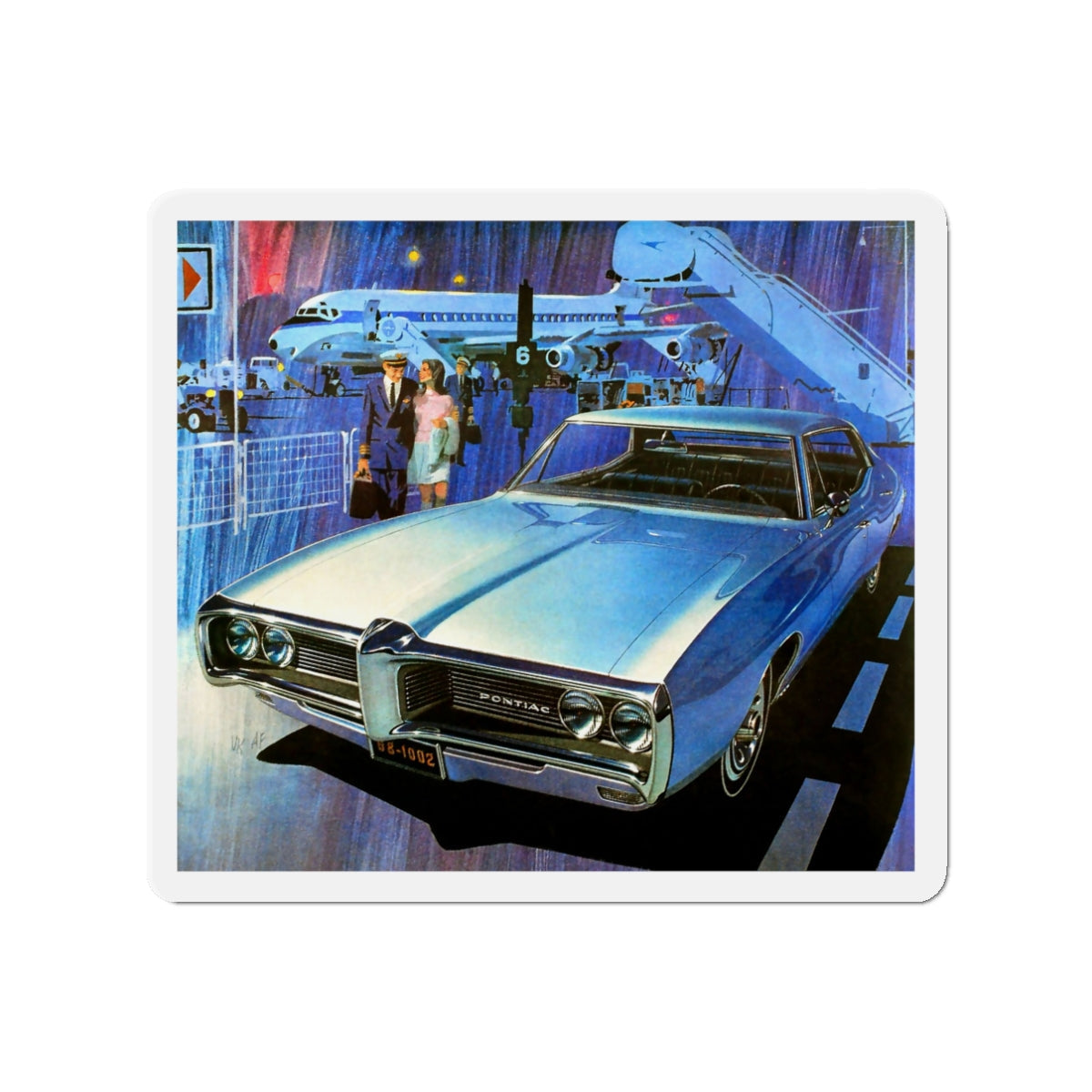 1968 Pontiac ad (Magazine Illustration) Refrigerator Magnet-3" x 3"-The Sticker Space