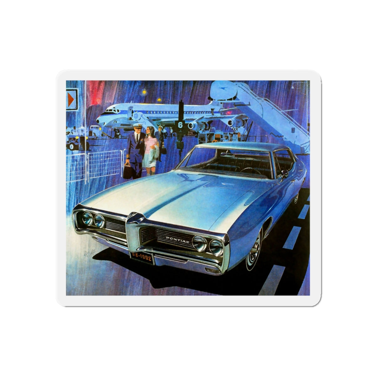 1968 Pontiac ad (Magazine Illustration) Refrigerator Magnet-5" x 5"-The Sticker Space