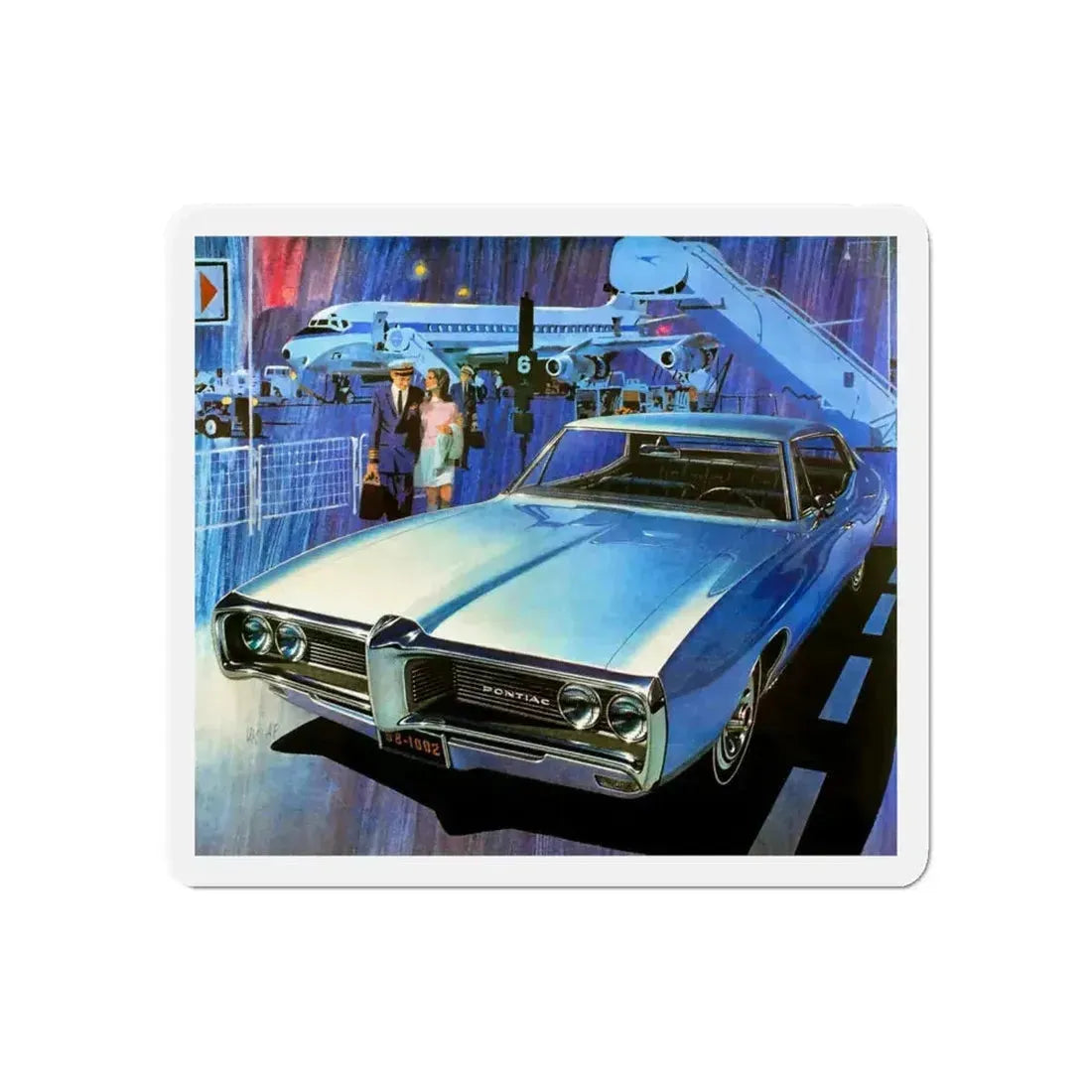 1968 Pontiac ad (Magazine Illustration) Refrigerator Magnet 6 Inch - The Sticker Space