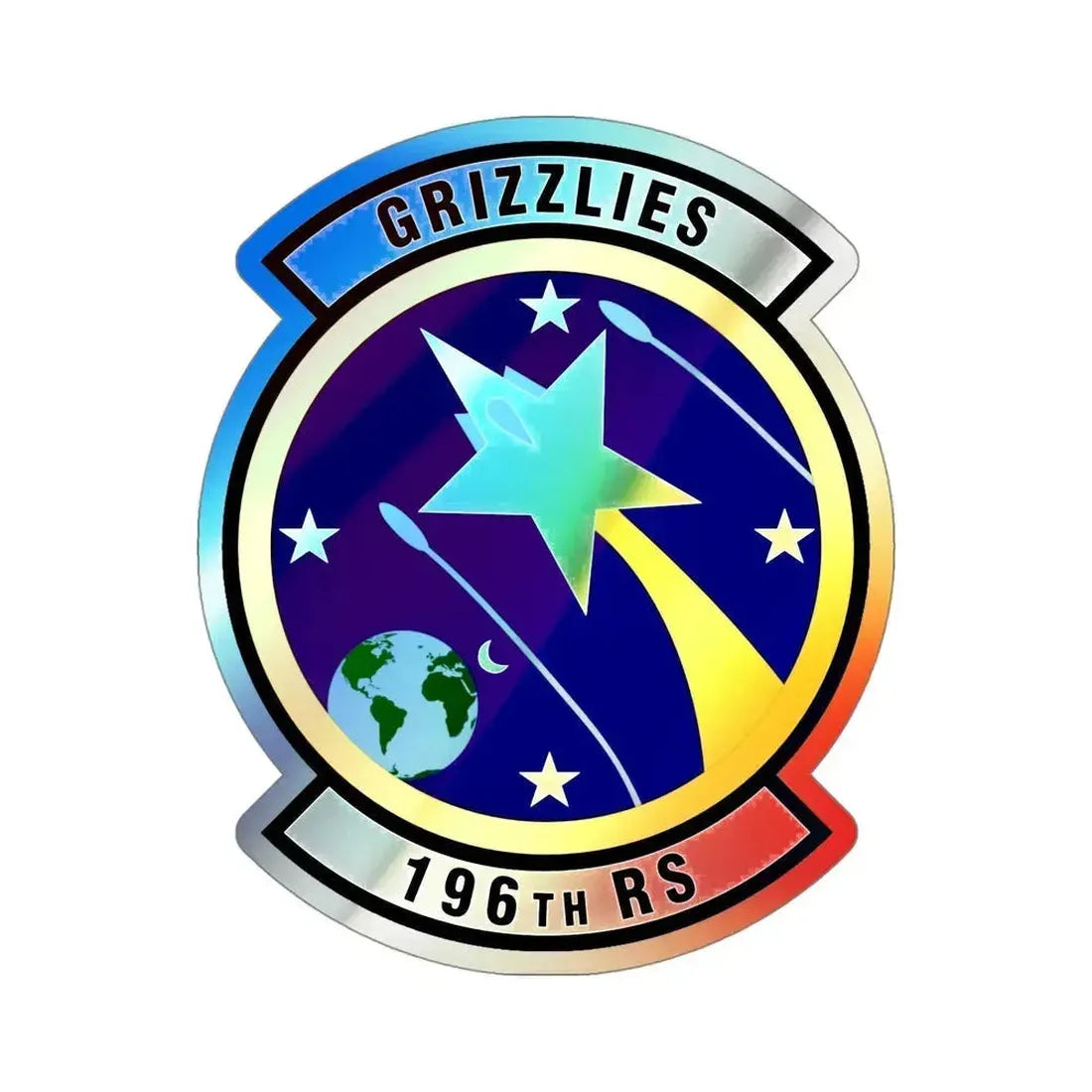 196th Reconnaissance Squadron (U.S. Air Force) Holographic STICKER Die-Cut Vinyl Decal 4 Inch Holographic - The Sticker Space