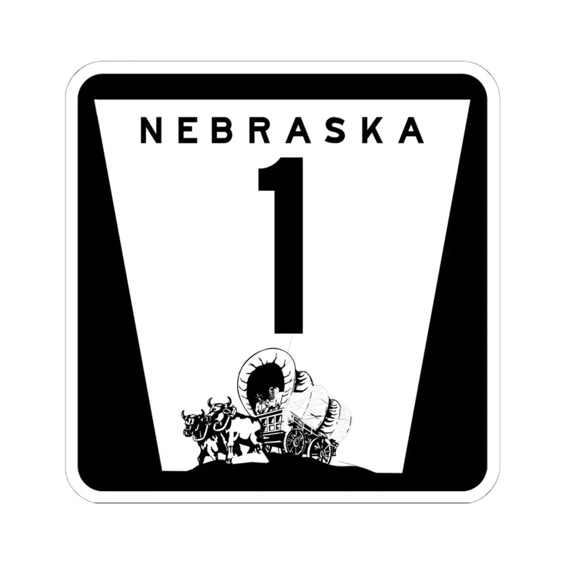 1975 Nebraska Route 1 state highway marker (Nebraska) (Road Sign) STICKER Vinyl Kiss-Cut Decal 6 Inch White - The Sticker Space