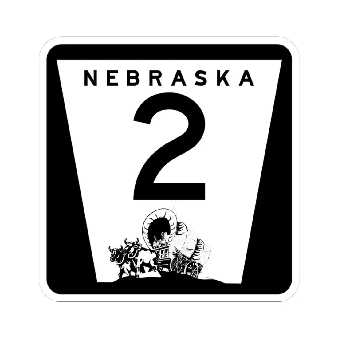 1975 Nebraska Route 2 state highway marker (Nebraska) (Road Sign) STICKER Vinyl Kiss-Cut Decal 3 Inch White - The Sticker Space