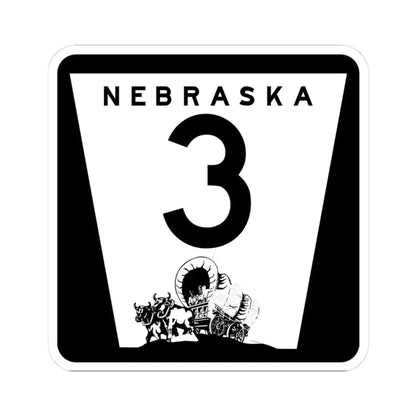 1975 Nebraska Route 3 state highway marker (Nebraska) (Road Sign) STICKER Vinyl Kiss-Cut Decal 3 Inch White - The Sticker Space