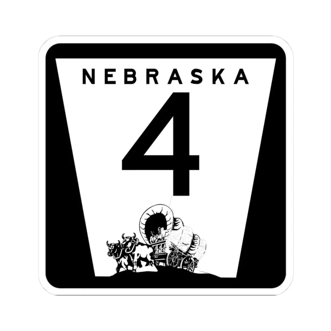 1975 Nebraska Route 4 state highway marker (Nebraska) (Road Sign) STICKER Vinyl Kiss-Cut Decal 3 Inch White - The Sticker Space