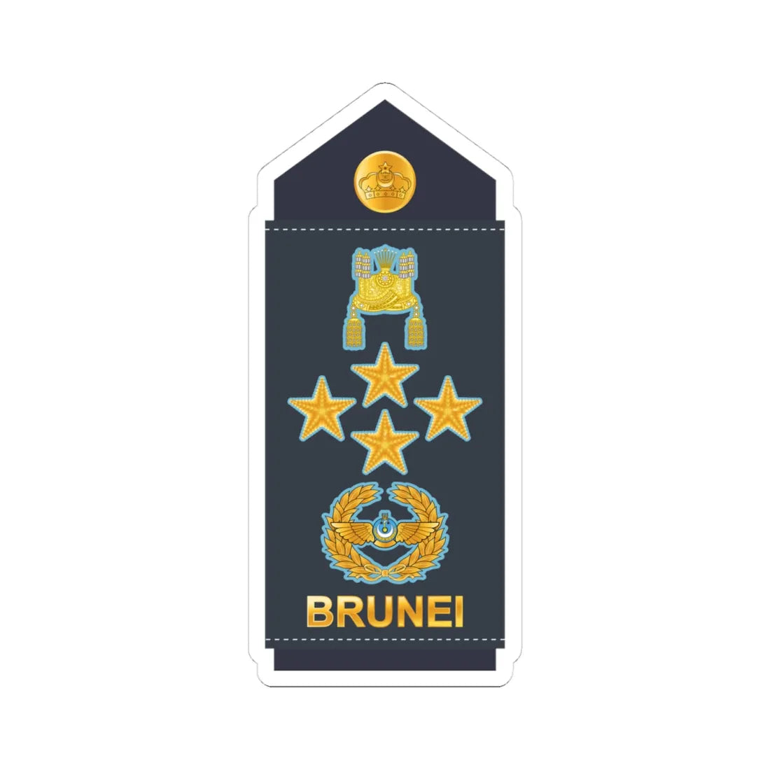 19.RBrAF GEN (Brunei) (Military Rank) STICKER Vinyl Kiss-Cut Decal 4 Inch White - The Sticker Space