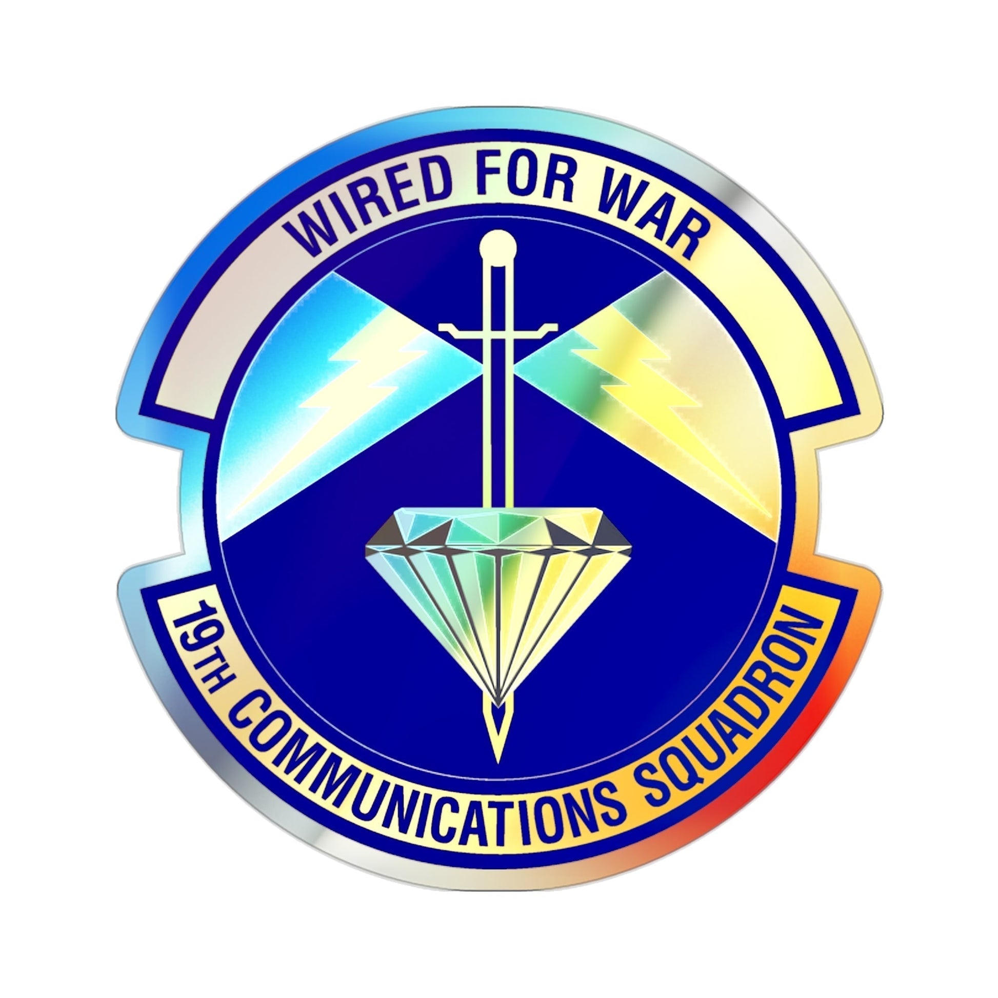 19th Communications Squadron (U.S. Air Force) Holographic STICKER Die-Cut Vinyl Decal-2 Inch-The Sticker Space