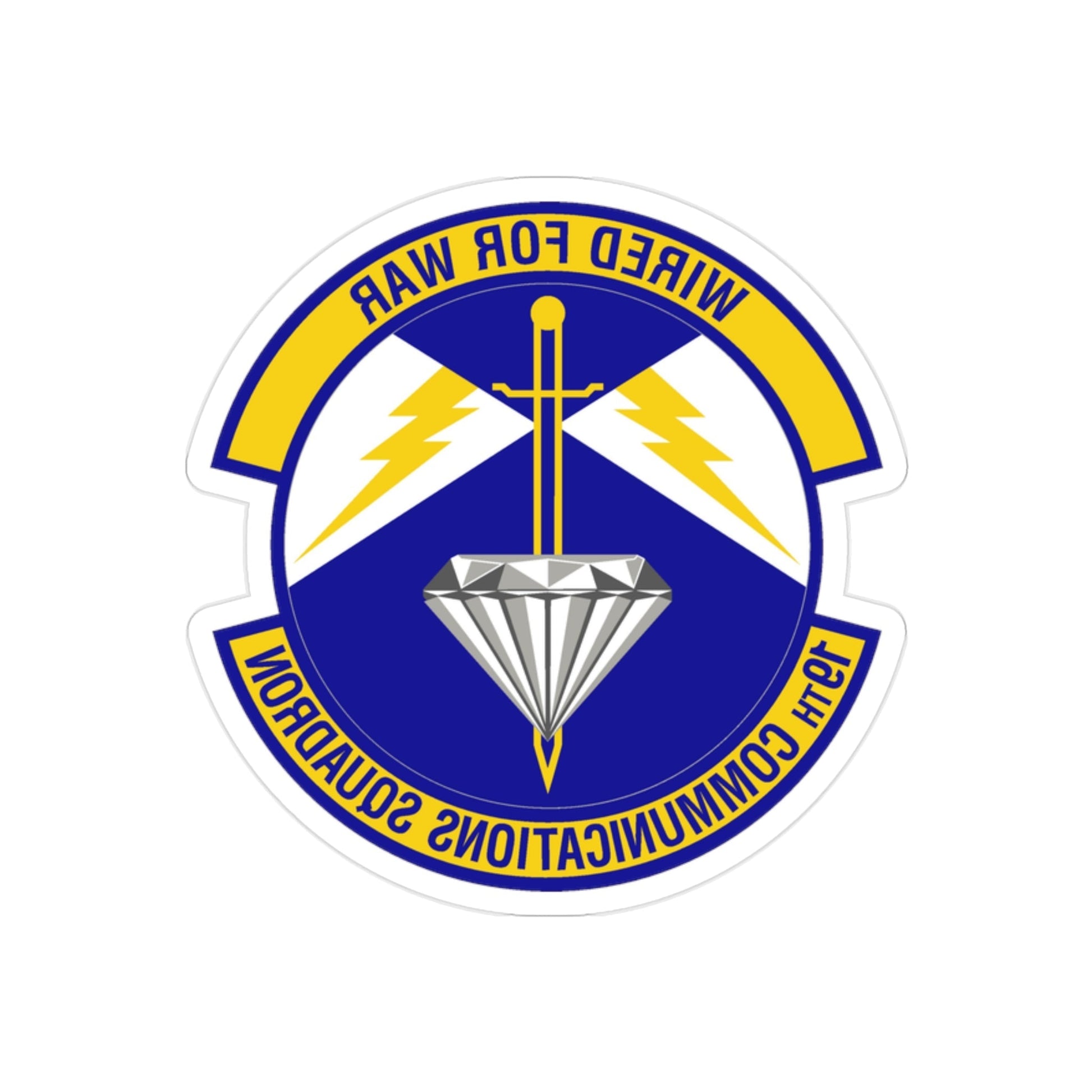 19th Communications Squadron (U.S. Air Force) REVERSE PRINT Transparent STICKER-2" × 2"-The Sticker Space