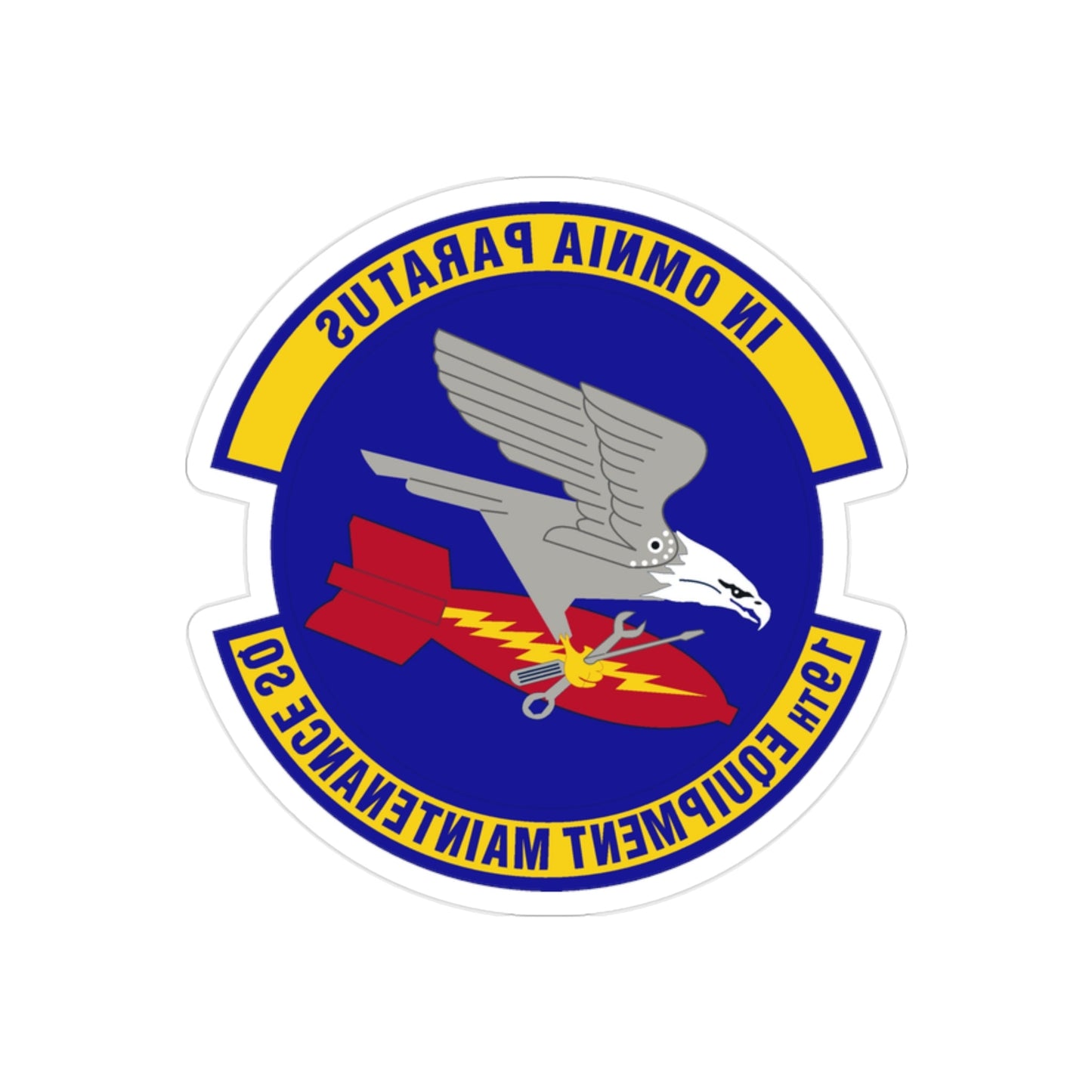 19th Equipment Maintenance Squadron (U.S. Air Force) REVERSE PRINT Transparent STICKER-2" × 2"-The Sticker Space