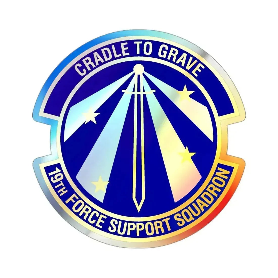 19th Force Support Squadron (U.S. Air Force) Holographic STICKER Die-Cut Vinyl Decal 3 Inch - The Sticker Space