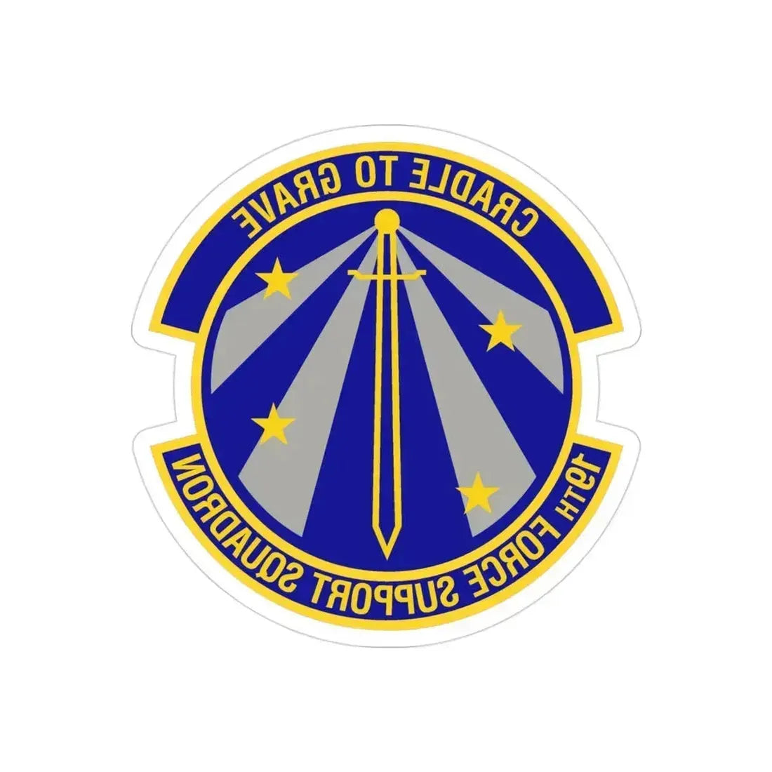 19th Force Support Squadron (U.S. Air Force) REVERSE PRINT Transparent Die-Cut STICKER 3 Inch Die-Cut Transparent - The Sticker Space