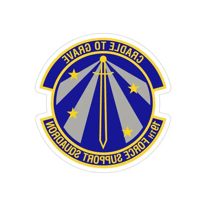 19th Force Support Squadron (U.S. Air Force) REVERSE PRINT Transparent Die-Cut STICKER 4 Inch Die-Cut Transparent - The Sticker Space