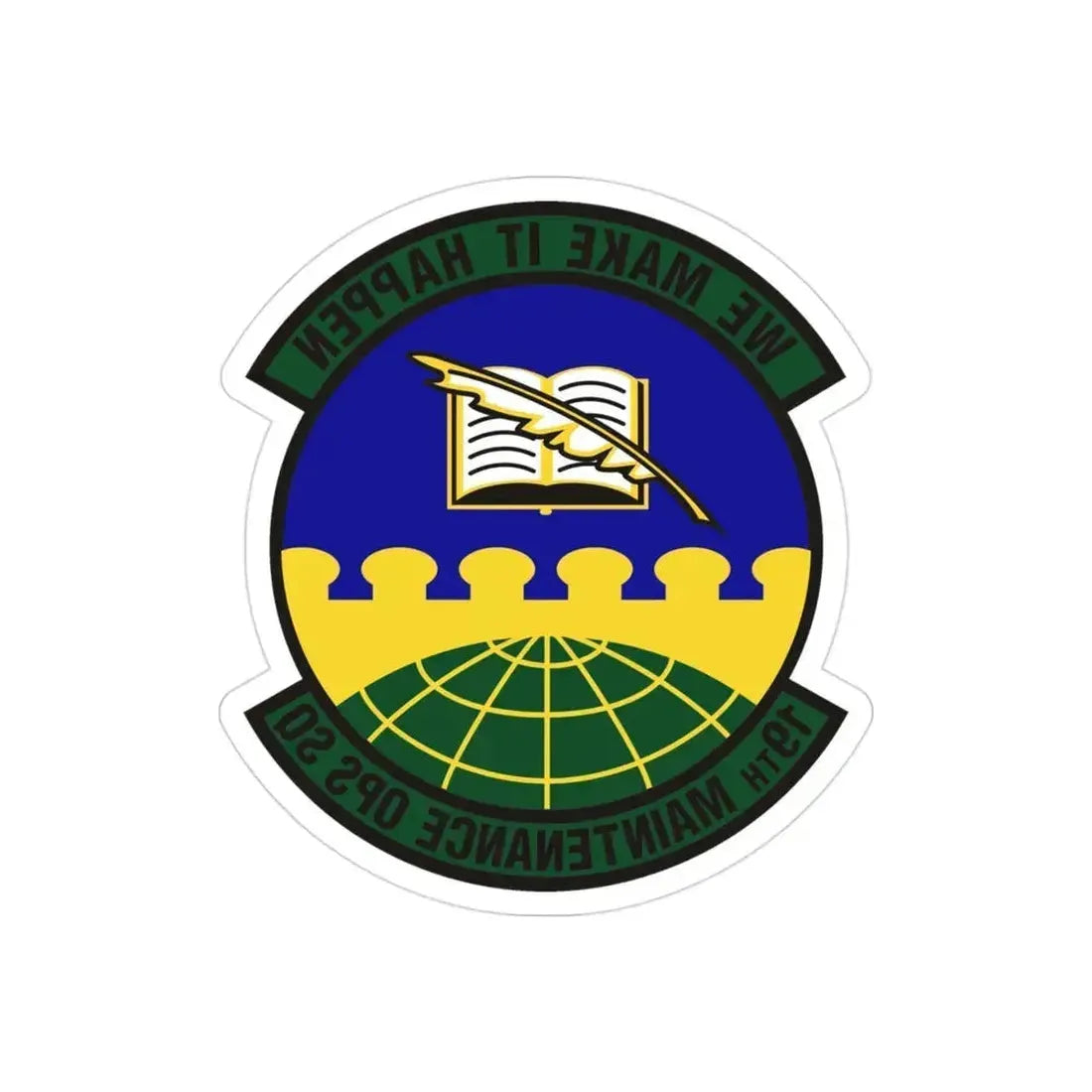 19th Maintenance Operations Squadron (U.S. Air Force) REVERSE PRINT Transparent Die-Cut STICKER 3 Inch Die-Cut Transparent - The Sticker Space