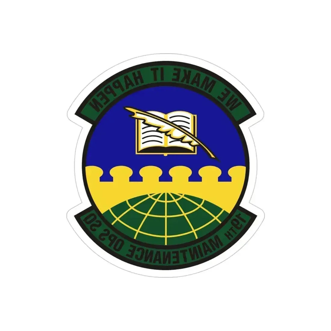 19th Maintenance Operations Squadron (U.S. Air Force) REVERSE PRINT Transparent Die-Cut STICKER 4 Inch Die-Cut Transparent - The Sticker Space