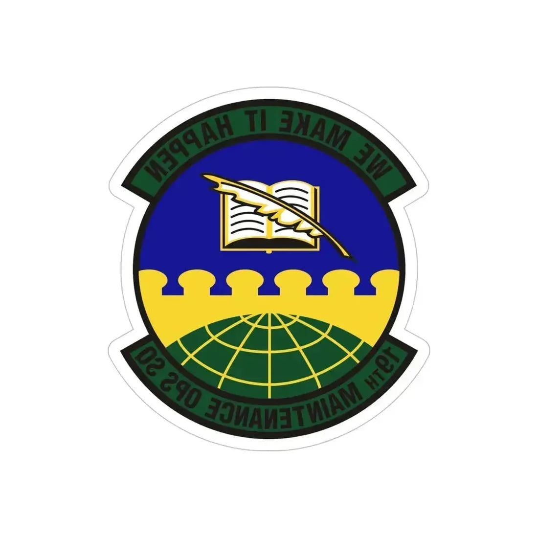 19th Maintenance Operations Squadron (U.S. Air Force) REVERSE PRINT Transparent Die-Cut STICKER 5 Inch Die-Cut Transparent - The Sticker Space
