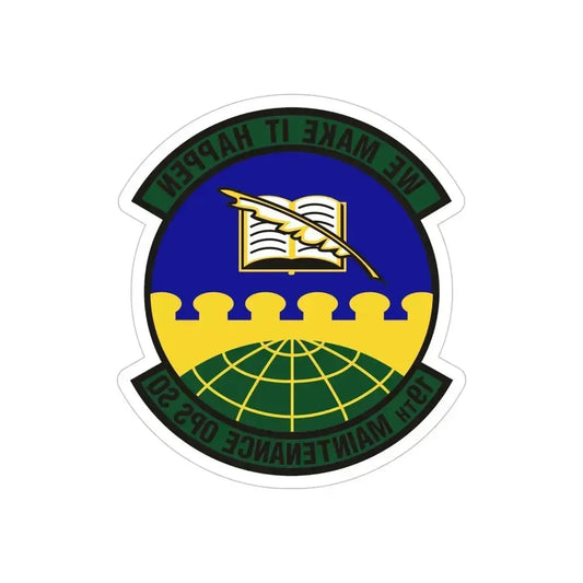 19th Maintenance Operations Squadron (U.S. Air Force) REVERSE PRINT Transparent Die-Cut STICKER 6 Inch Die-Cut Transparent - The Sticker Space