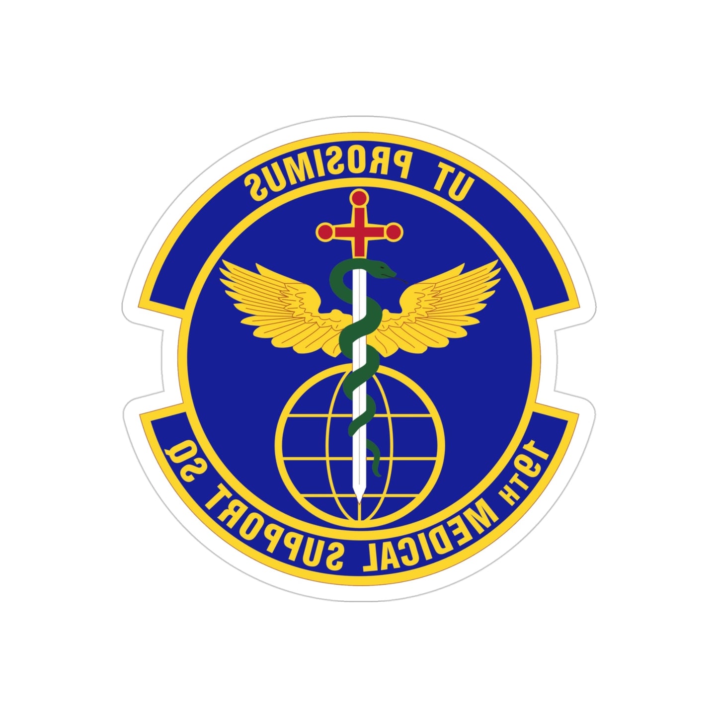 19th Medical Support Squadron (U.S. Air Force) REVERSE PRINT Transparent STICKER-4" × 4"-The Sticker Space