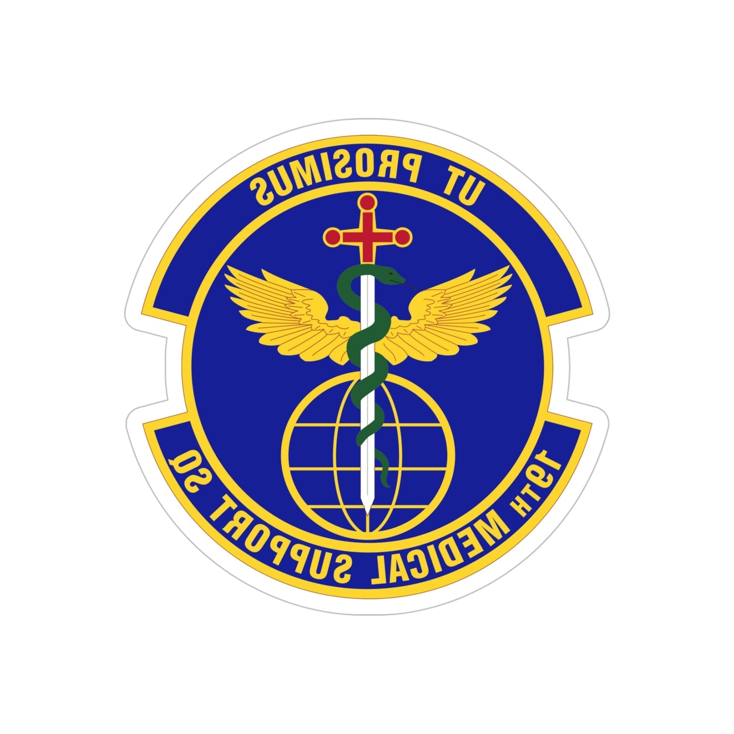 19th Medical Support Squadron (U.S. Air Force) REVERSE PRINT Transparent STICKER-5" × 5"-The Sticker Space