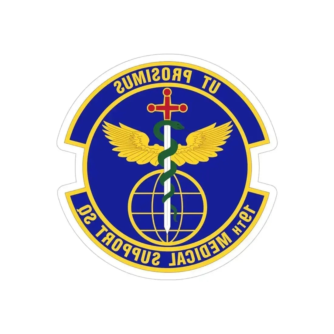 19th Medical Support Squadron (U.S. Air Force) REVERSE PRINT Transparent Die-Cut STICKER 5 Inch Die-Cut Transparent - The Sticker Space