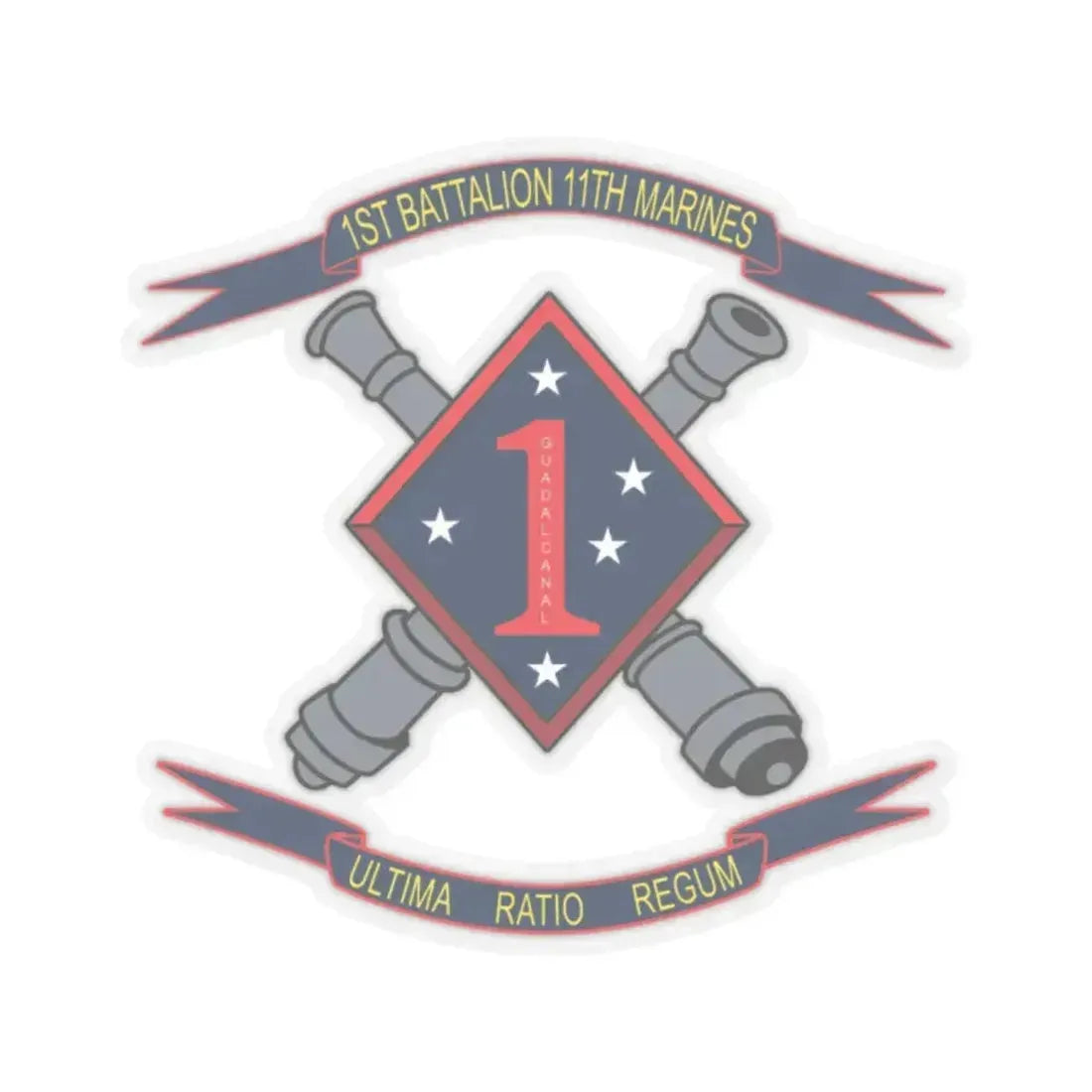 1st Battalion 11th Marines (USMC) STICKER Vinyl Kiss-Cut Decal 2 Inch Transparent - The Sticker Space