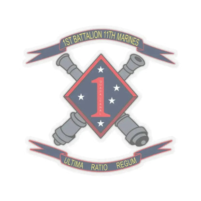 1st Battalion 11th Marines (USMC) STICKER Vinyl Kiss-Cut Decal 2 Inch Transparent - The Sticker Space