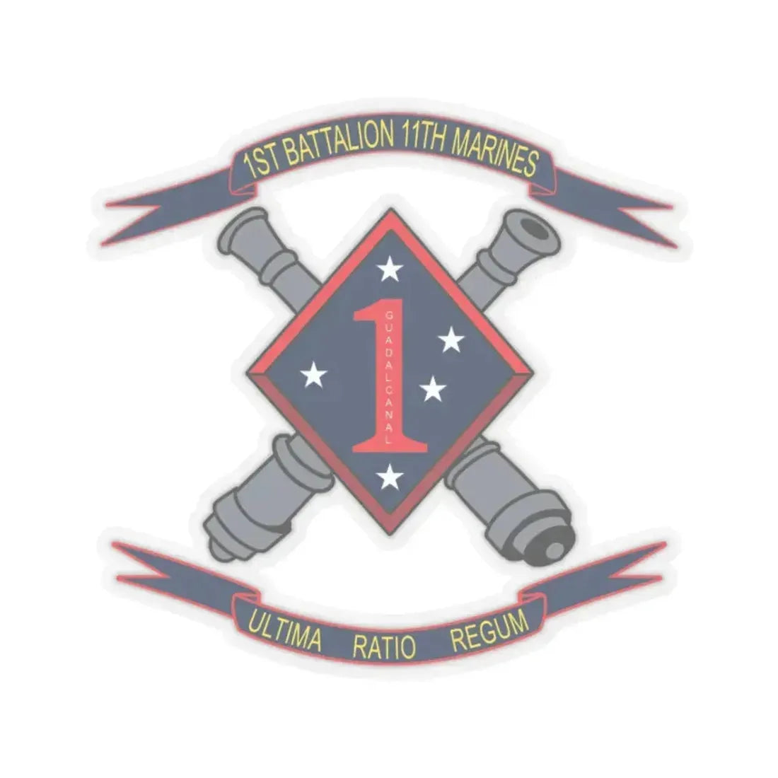 1st Battalion 11th Marines (USMC) STICKER Vinyl Kiss-Cut Decal 3 Inch Transparent - The Sticker Space