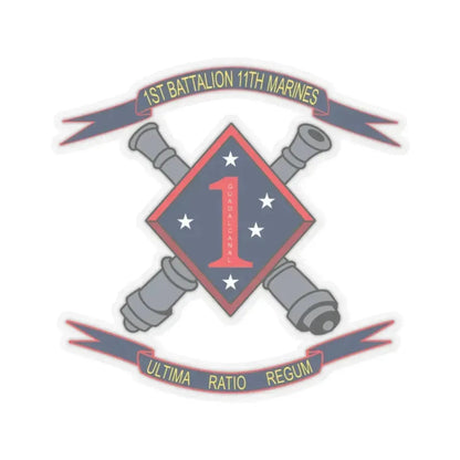 1st Battalion 11th Marines (USMC) STICKER Vinyl Kiss-Cut Decal 3 Inch Transparent - The Sticker Space