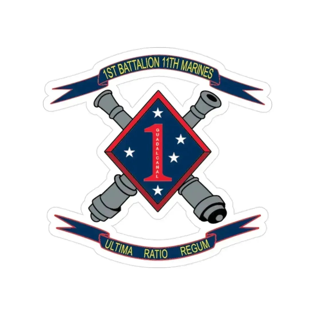 1st Battalion 11th Marines (USMC) Transparent STICKER Die-Cut Vinyl Decal 2 Inch - The Sticker Space