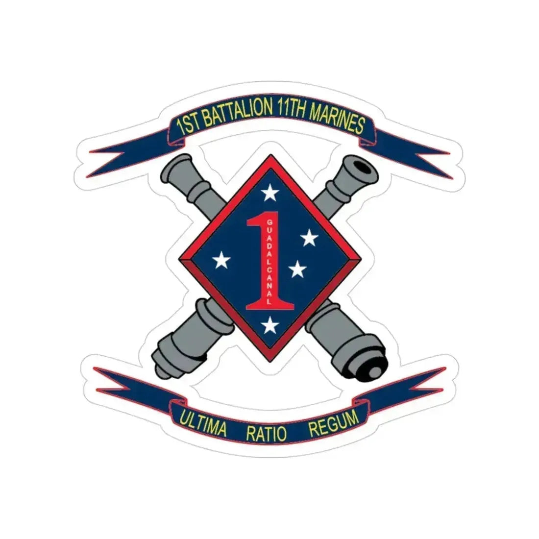 1st Battalion 11th Marines (USMC) Transparent STICKER Die-Cut Vinyl Decal 3 Inch - The Sticker Space