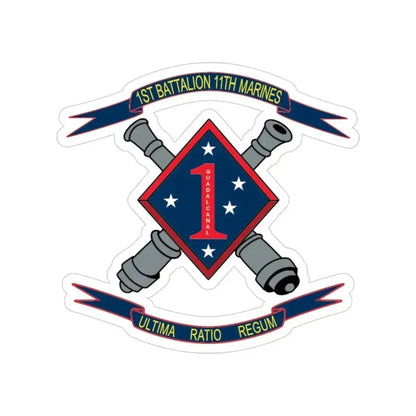 1st Battalion 11th Marines (USMC) Transparent STICKER Die-Cut Vinyl Decal 3 Inch - The Sticker Space