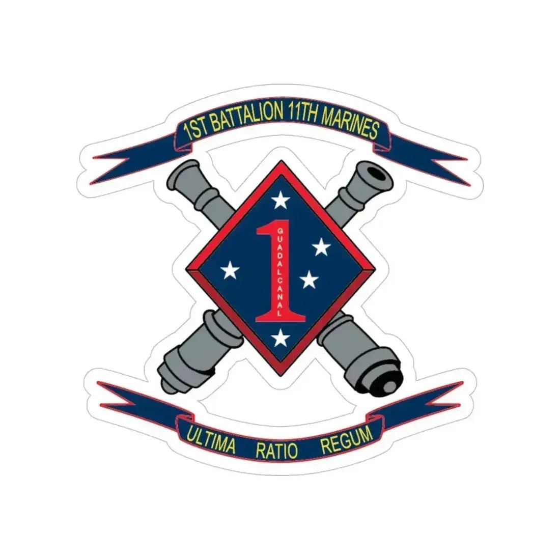 1st Battalion 11th Marines (USMC) Transparent STICKER Die-Cut Vinyl Decal 4 Inch - The Sticker Space