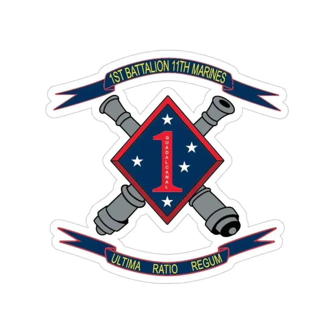1st Battalion 11th Marines (USMC) Transparent STICKER Die-Cut Vinyl Decal 4 Inch - The Sticker Space