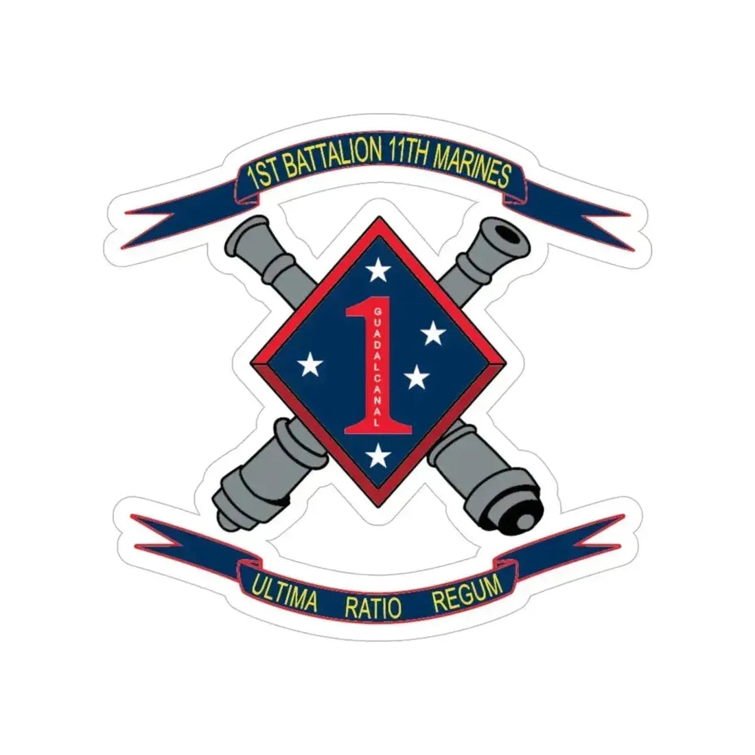 1st Battalion 11th Marines (USMC) Transparent STICKER Die-Cut Vinyl Decal 5 Inch - The Sticker Space