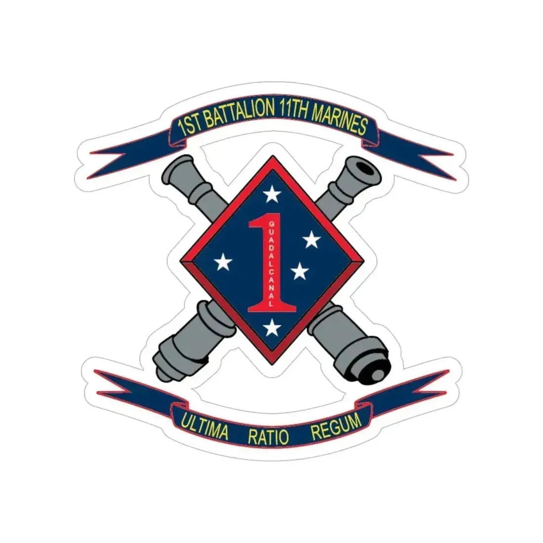 1st Battalion 11th Marines (USMC) Transparent STICKER Die-Cut Vinyl Decal 6 Inch - The Sticker Space