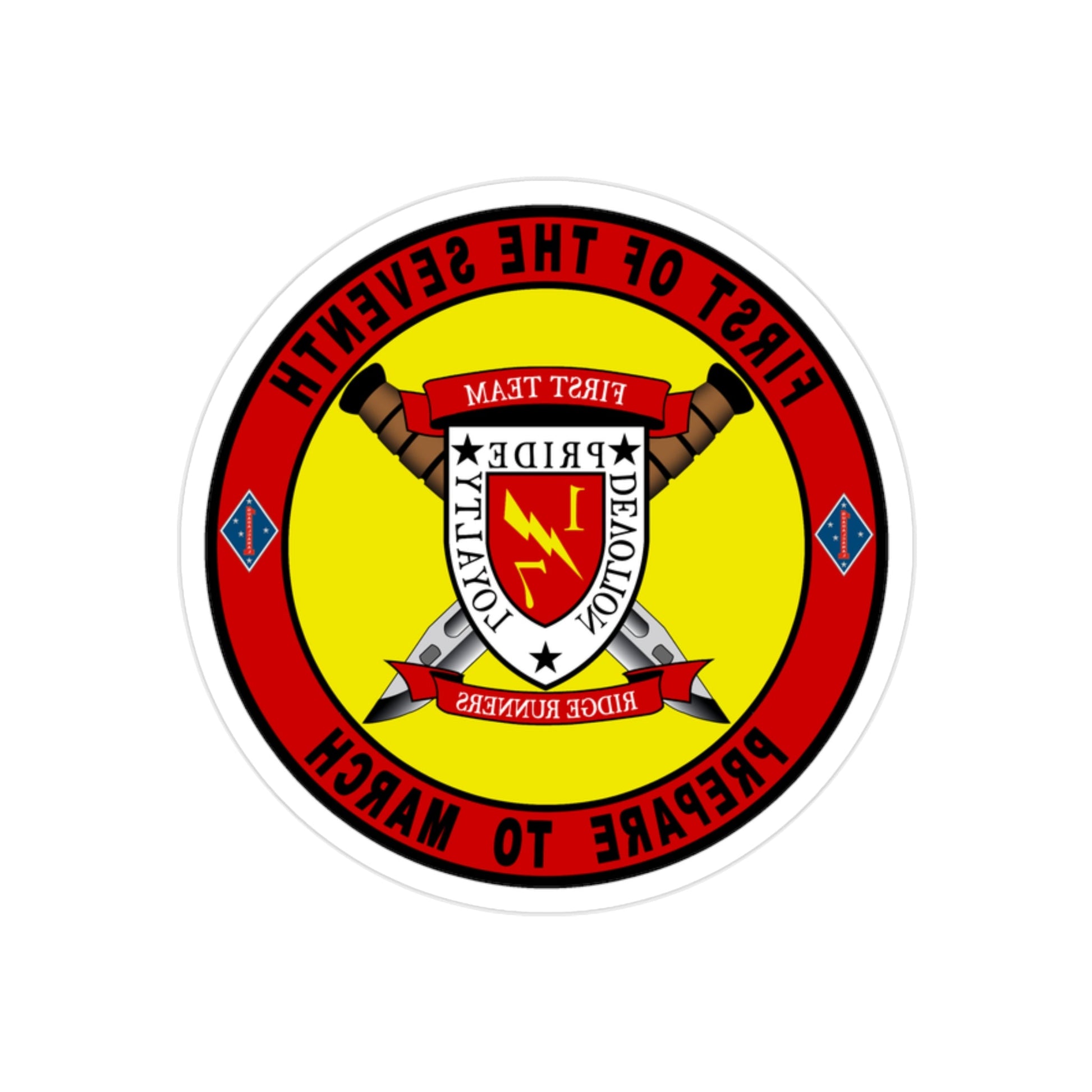 1st Battalion 7th Marines (USMC) REVERSE PRINT Transparent STICKER-2" × 2"-The Sticker Space