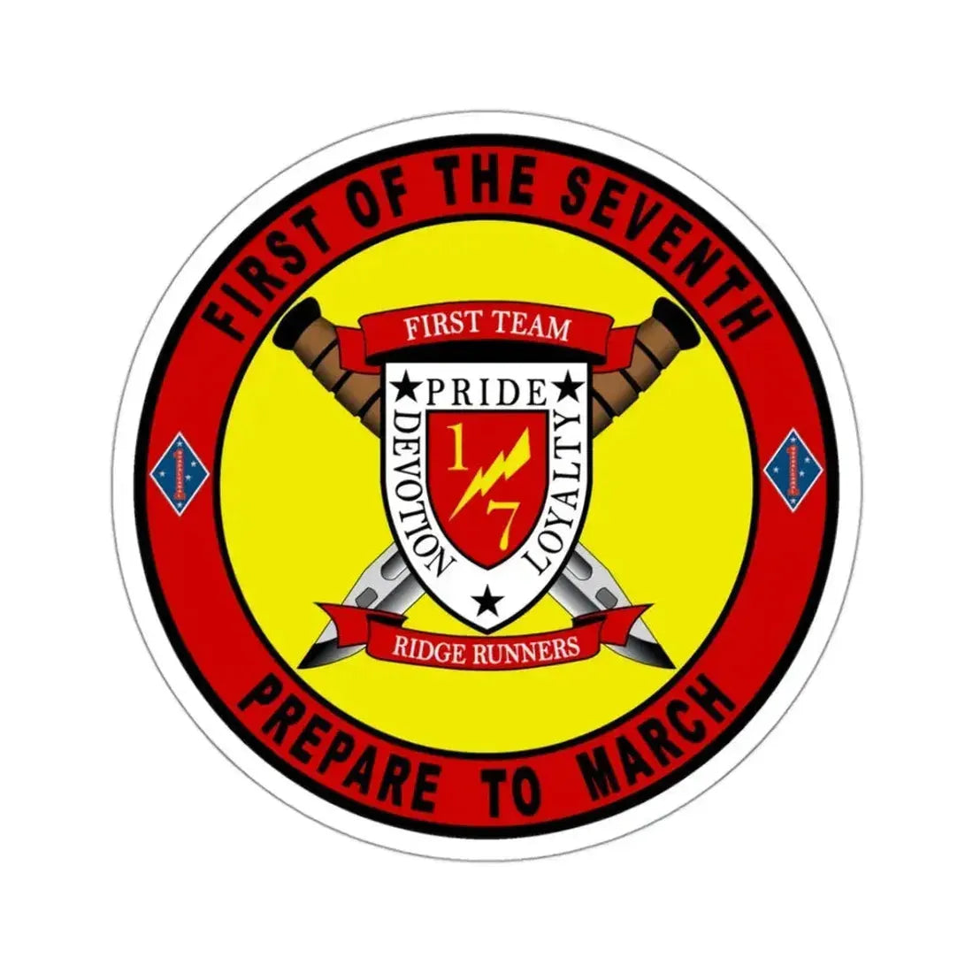 1st Battalion 7th Marines (USMC) STICKER Vinyl Kiss-Cut Decal 3 Inch White - The Sticker Space