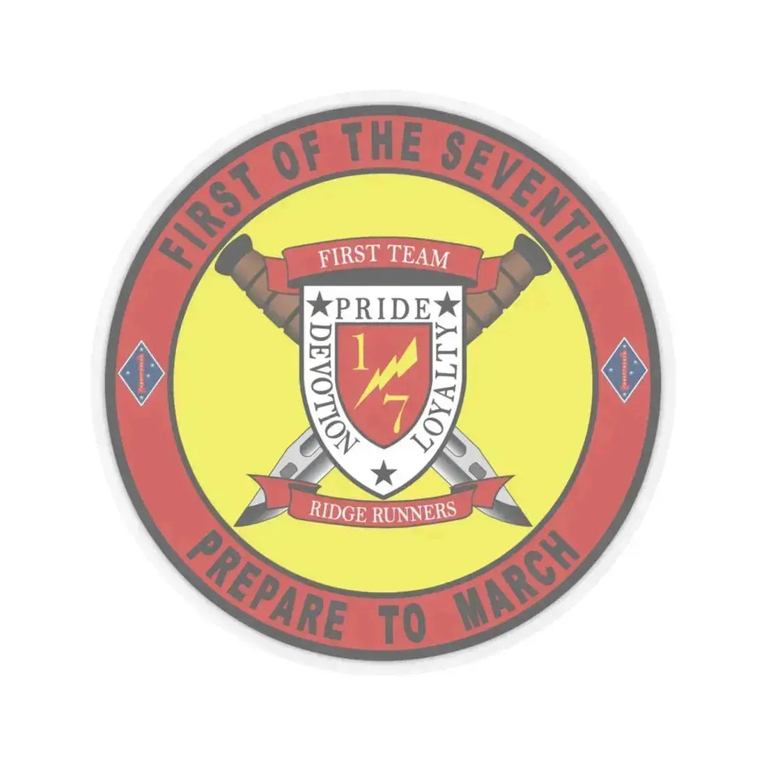 1st Battalion 7th Marines (USMC) STICKER Vinyl Kiss-Cut Decal 4 Inch Transparent - The Sticker Space