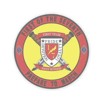 1st Battalion 7th Marines (USMC) STICKER Vinyl Kiss-Cut Decal 4 Inch Transparent - The Sticker Space
