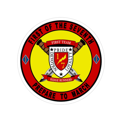 1st Battalion 7th Marines (USMC) Transparent STICKER Die-Cut Vinyl Decal-2 Inch-The Sticker Space