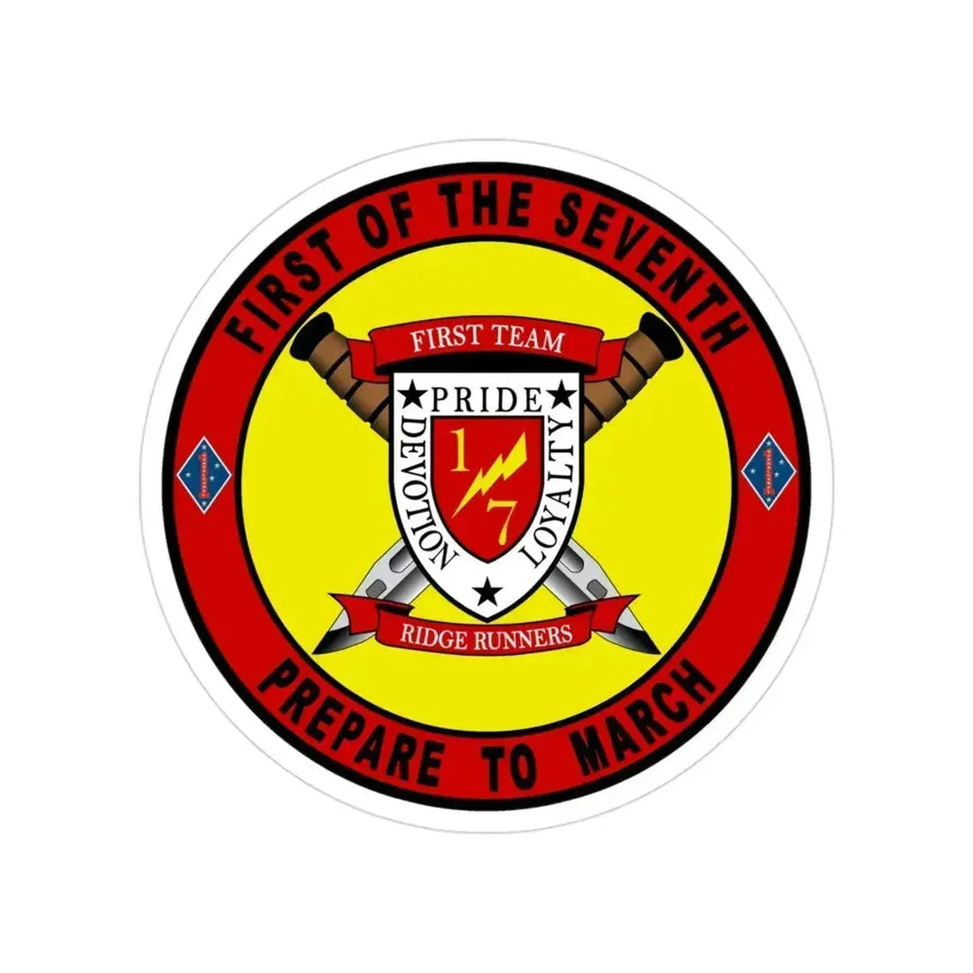 1st Battalion 7th Marines (USMC) Transparent STICKER Die-Cut Vinyl Decal 3 Inch - The Sticker Space