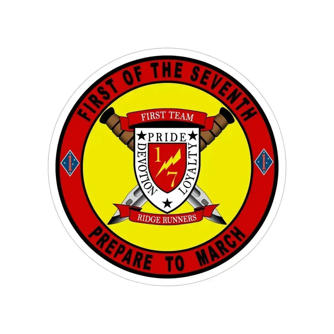 1st Battalion 7th Marines (USMC) Transparent STICKER Die-Cut Vinyl Decal 6 Inch - The Sticker Space