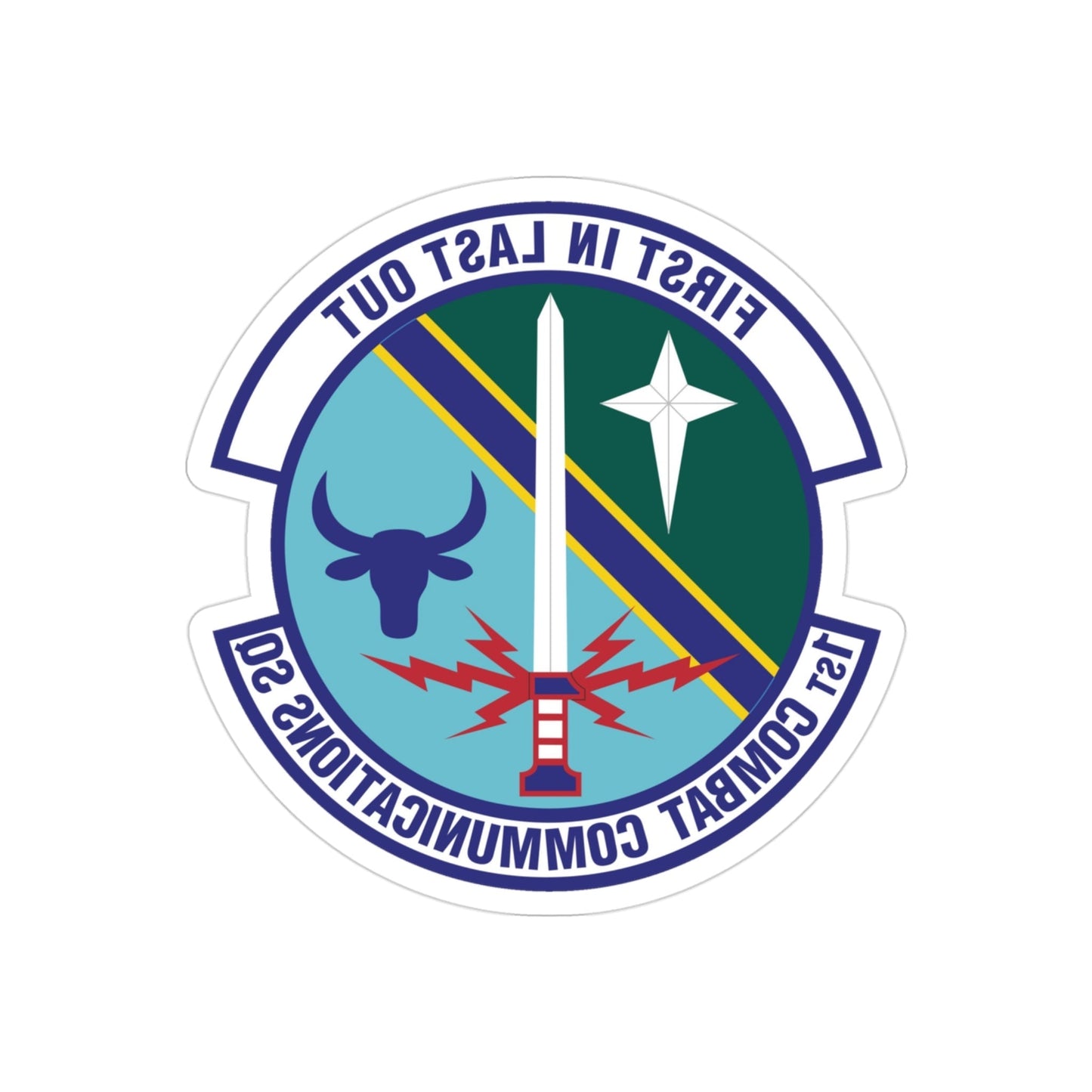 1st Combat Communications Squadron (U.S. Air Force) REVERSE PRINT Transparent STICKER-3" × 3"-The Sticker Space