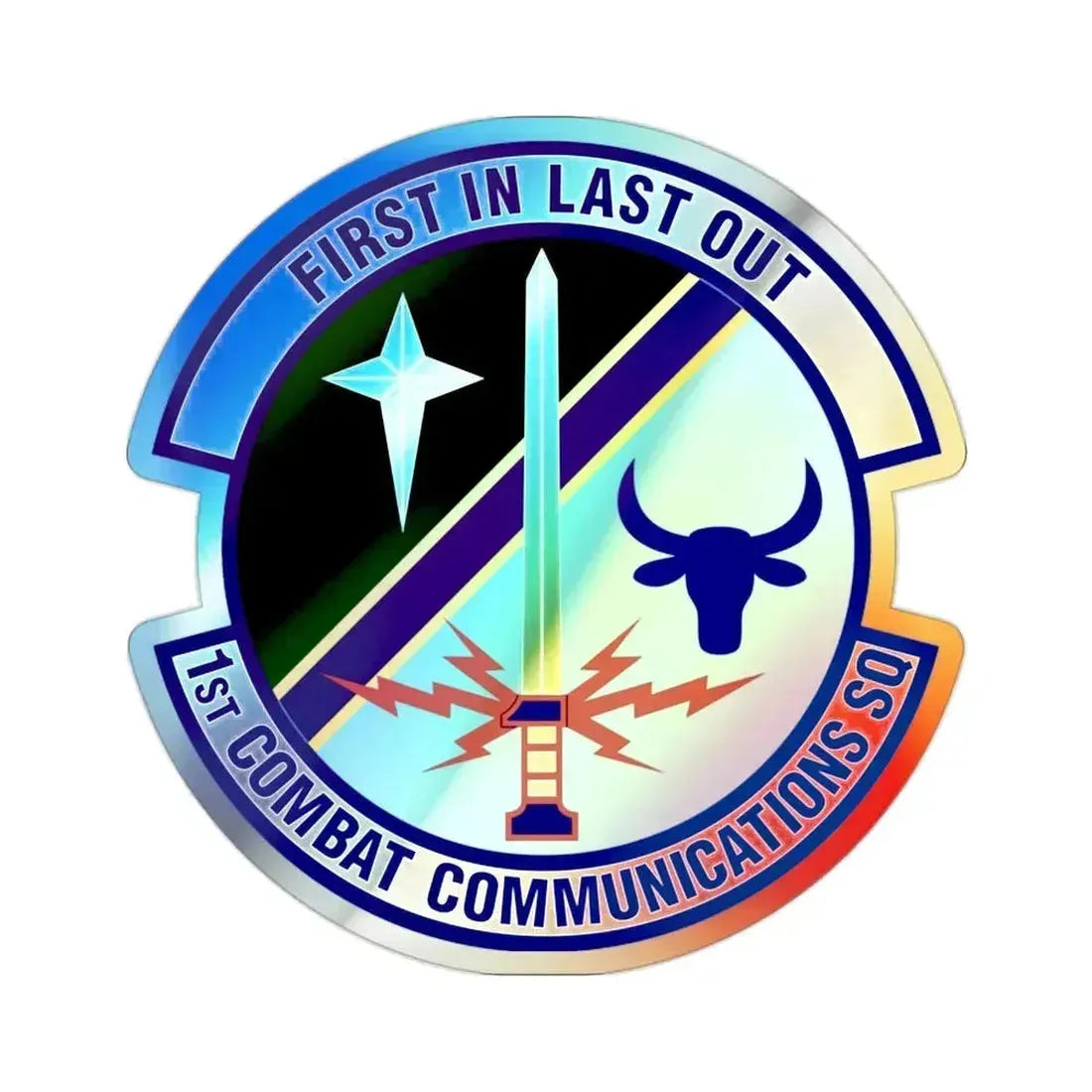 1st Combat Communications Squadron (U.S. Air Force) Holographic STICKER Die-Cut Vinyl Decal 2 Inch Holographic - The Sticker Space