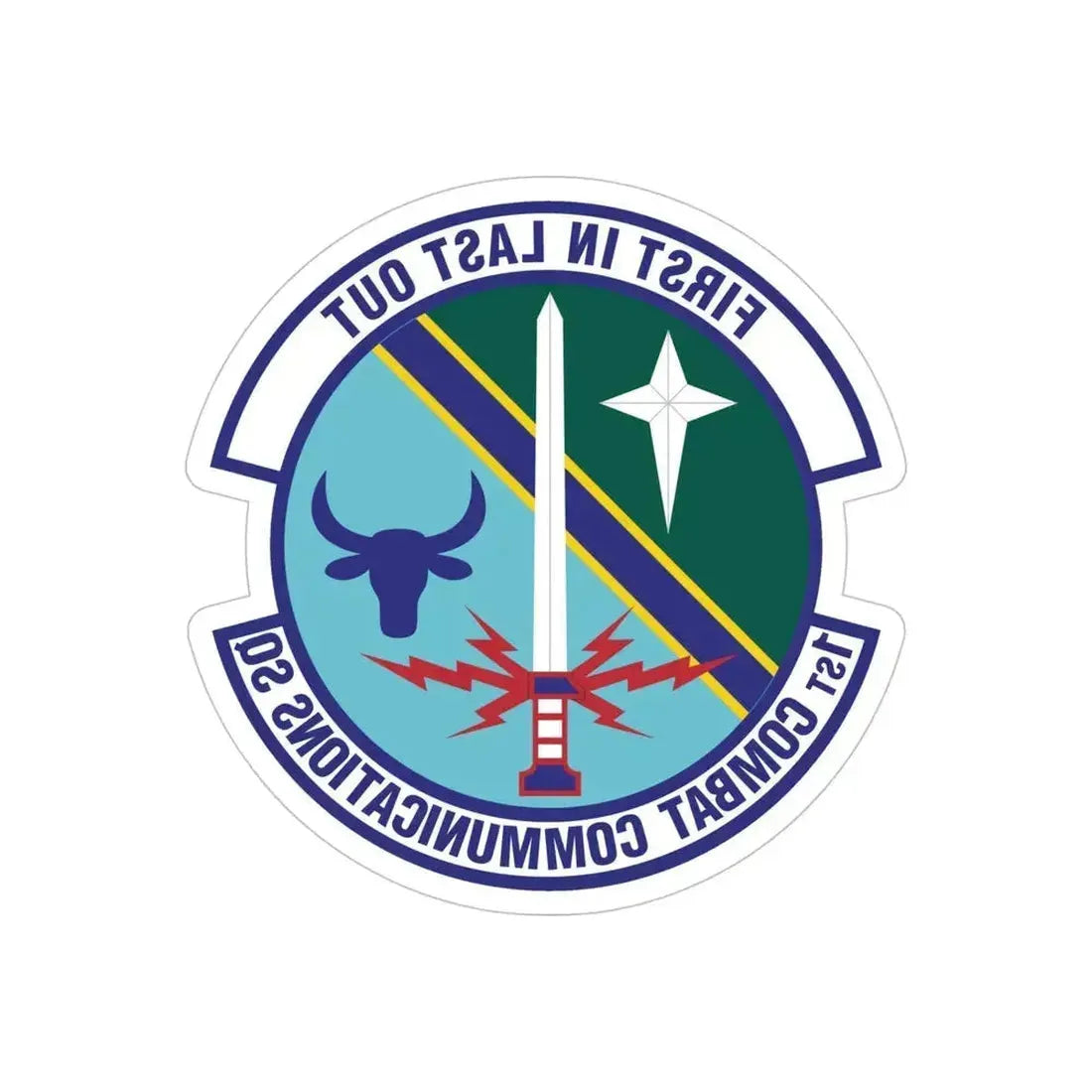 1st Combat Communications Squadron (U.S. Air Force) REVERSE PRINT Transparent Die-Cut STICKER 5 Inch Die-Cut Transparent - The Sticker Space