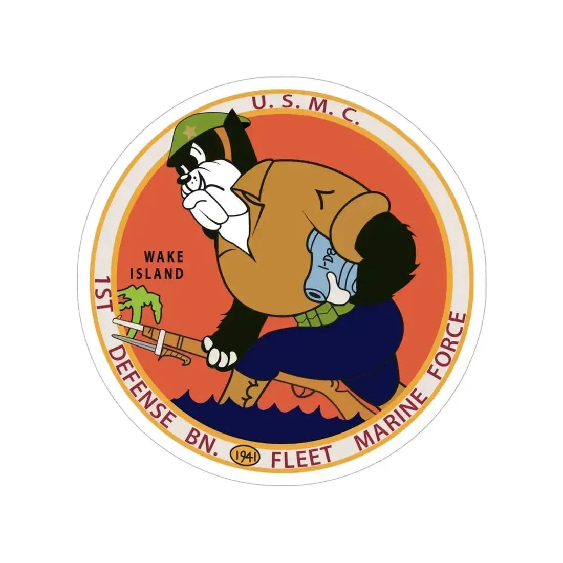 1st Defense Battalion Wake Island (USMC) Transparent STICKER Die-Cut Vinyl Decal 6 Inch - The Sticker Space