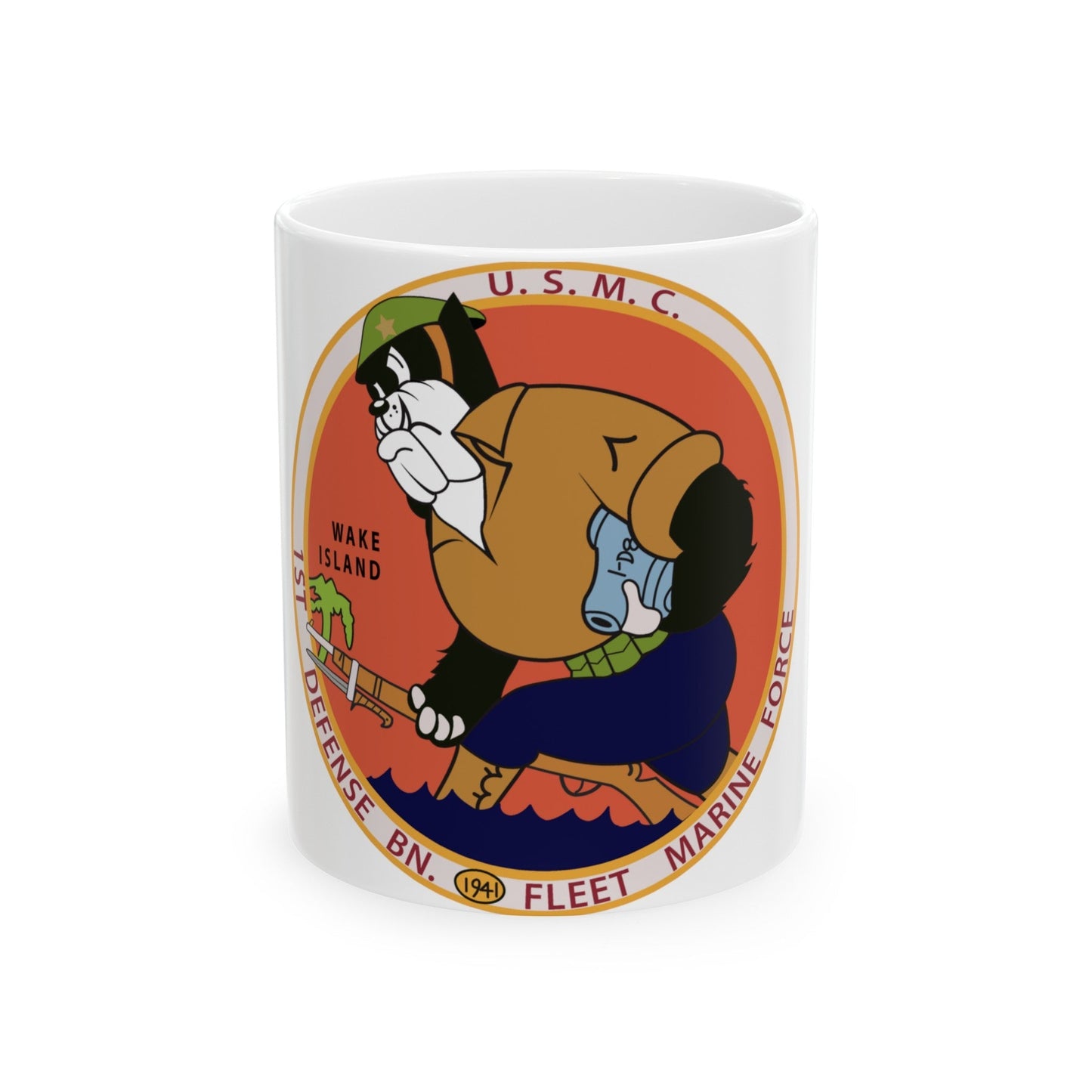 1st Defense Battalion Wake Island (USMC) White Coffee Mug-11oz-The Sticker Space